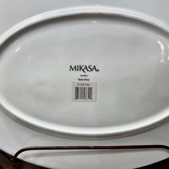 N22-NEW Mikasa Serving Platter Platinum & Cream "Naomi" Pattern - Picture 6 of 7